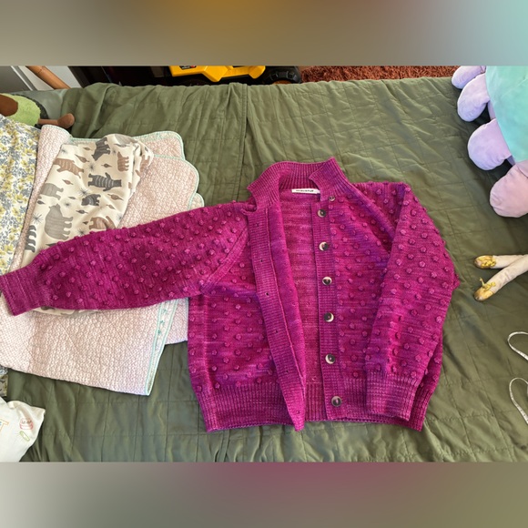 Misha & Puff Popcorn Polo Cardigan in Fuschia SZ 2 - Picture 2 of 11